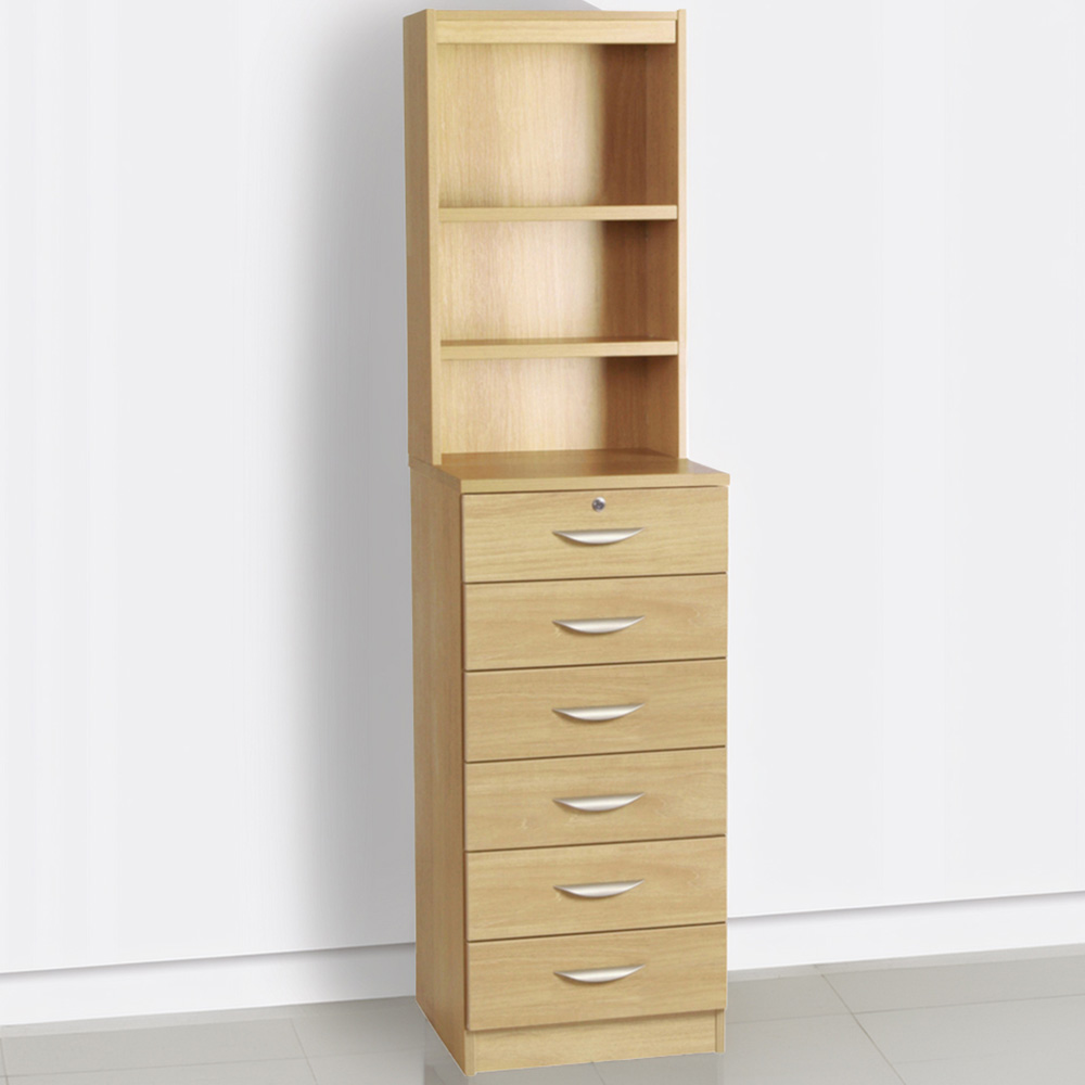 R White Cabinets 6 Drawer 3 Shelf Brown Chest of Drawers with Hutch Image 1