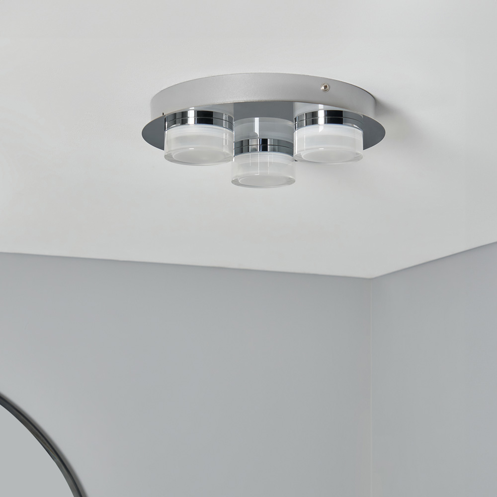 Spa Aylla Chrome 3 LED IP44 Flush Ceiling Light Image 6