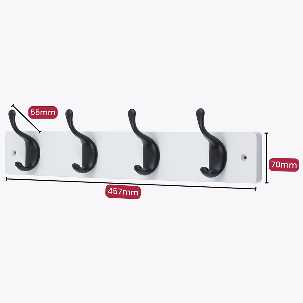 Headbourne White and Black 4 Hook Coat Rail Image 5
