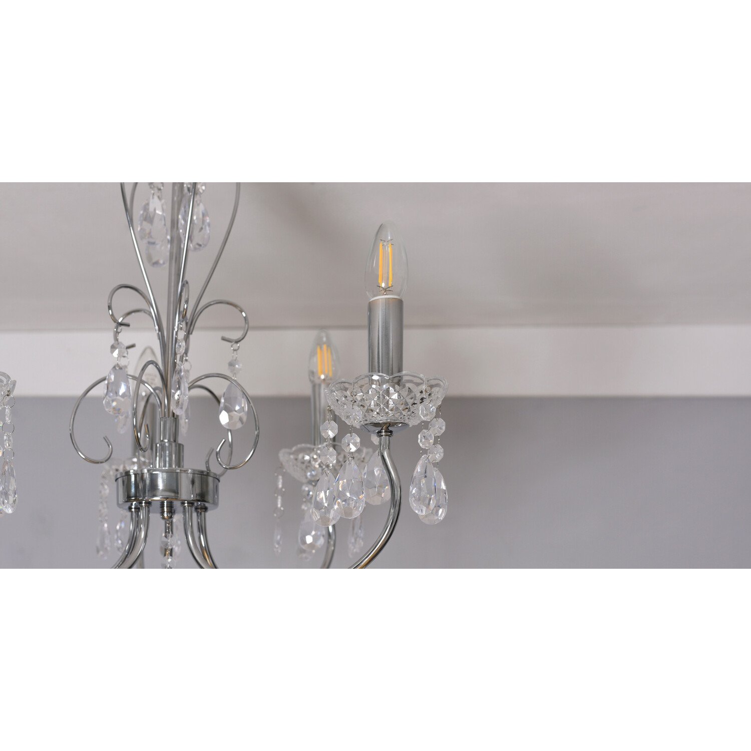 Victoria 5 Light Chrome and Crystal Chandelier Image 3