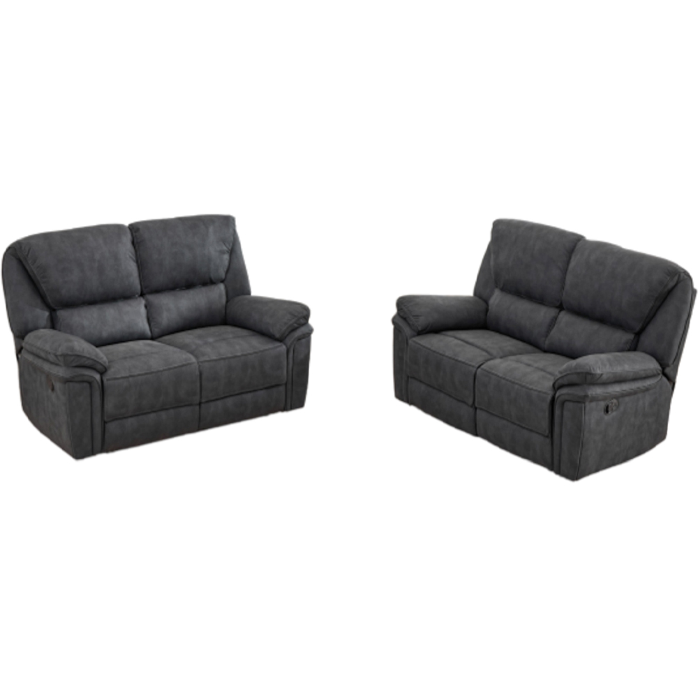 Langham 4 Seater Dim Grey Leathaire Manual Recliner Sofa Set Image 2