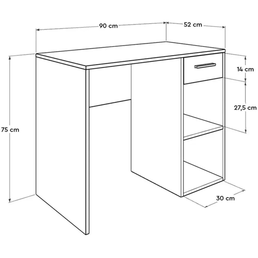 FWStyle Single Drawer 2 Shelf Walnut Desk Image 5