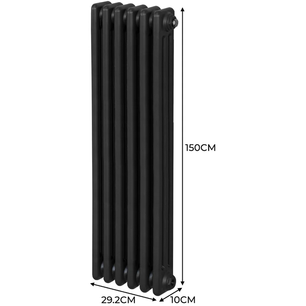 Monster Shop 3523 BTU Black Traditional 3 Column Radiator 1500 x 292mm Image 6