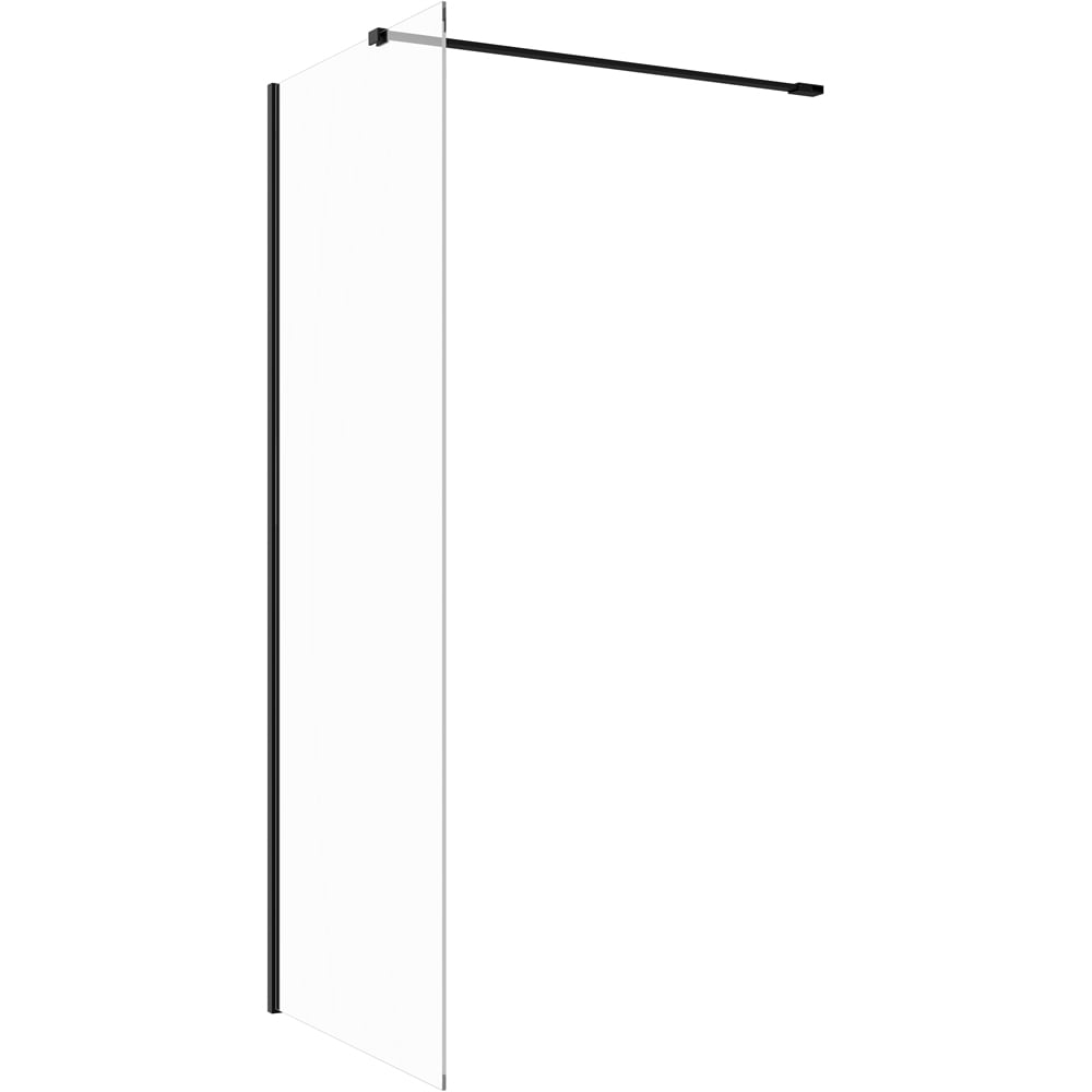 Bathstore Nero Glass Wetroom Shower Panel with Matt Black Profile and Side Bar 500mm Image 3