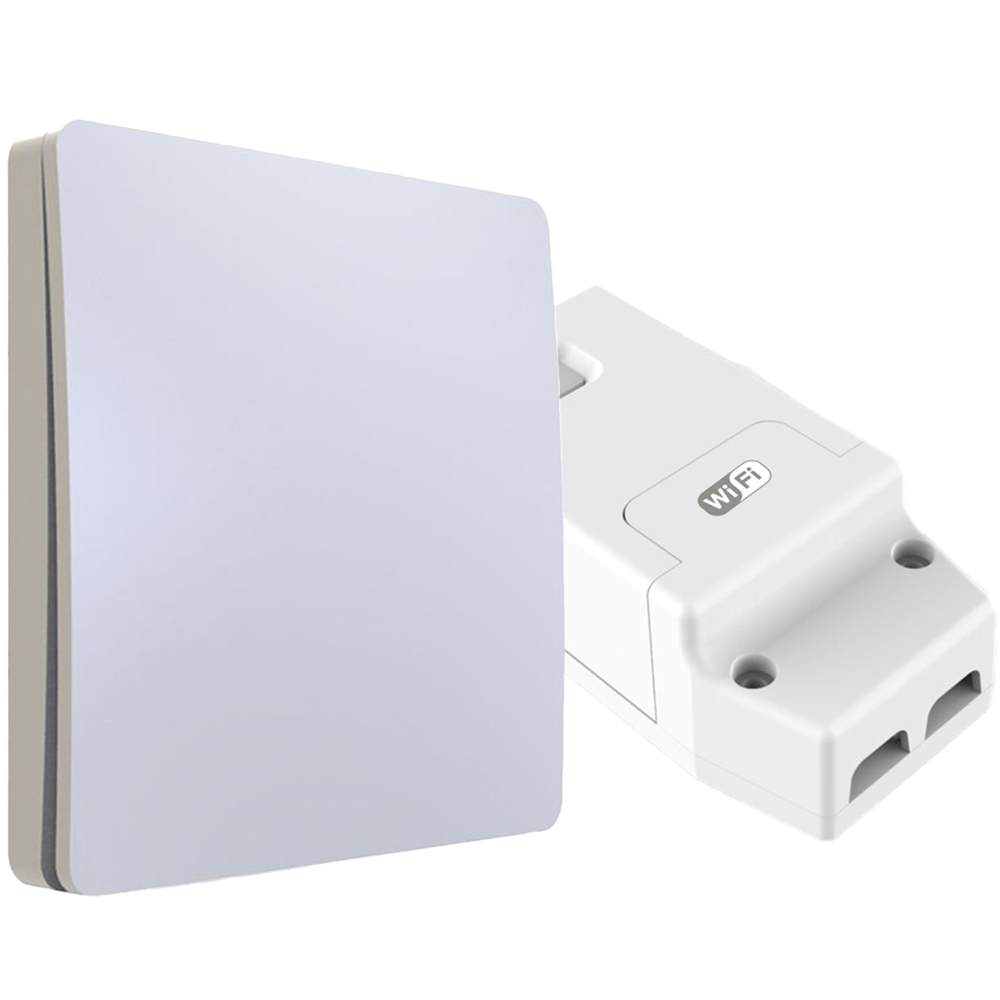 ENER-J 1 Gang White Wireless Kinetic Switch with 100W RF and Wi-Fi Dimmable Receiver Module Image 1