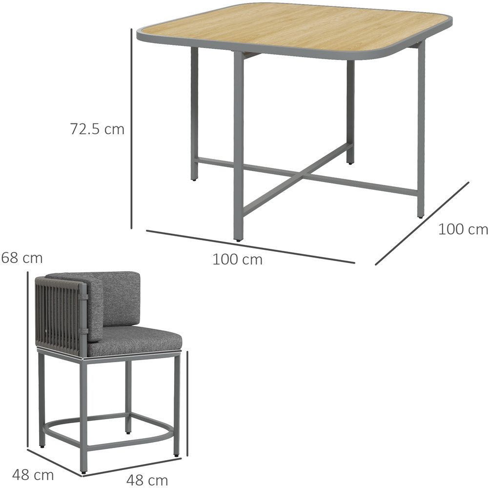 Outsunny 4 Seater PE Rattan Dining Set Grey Image 7