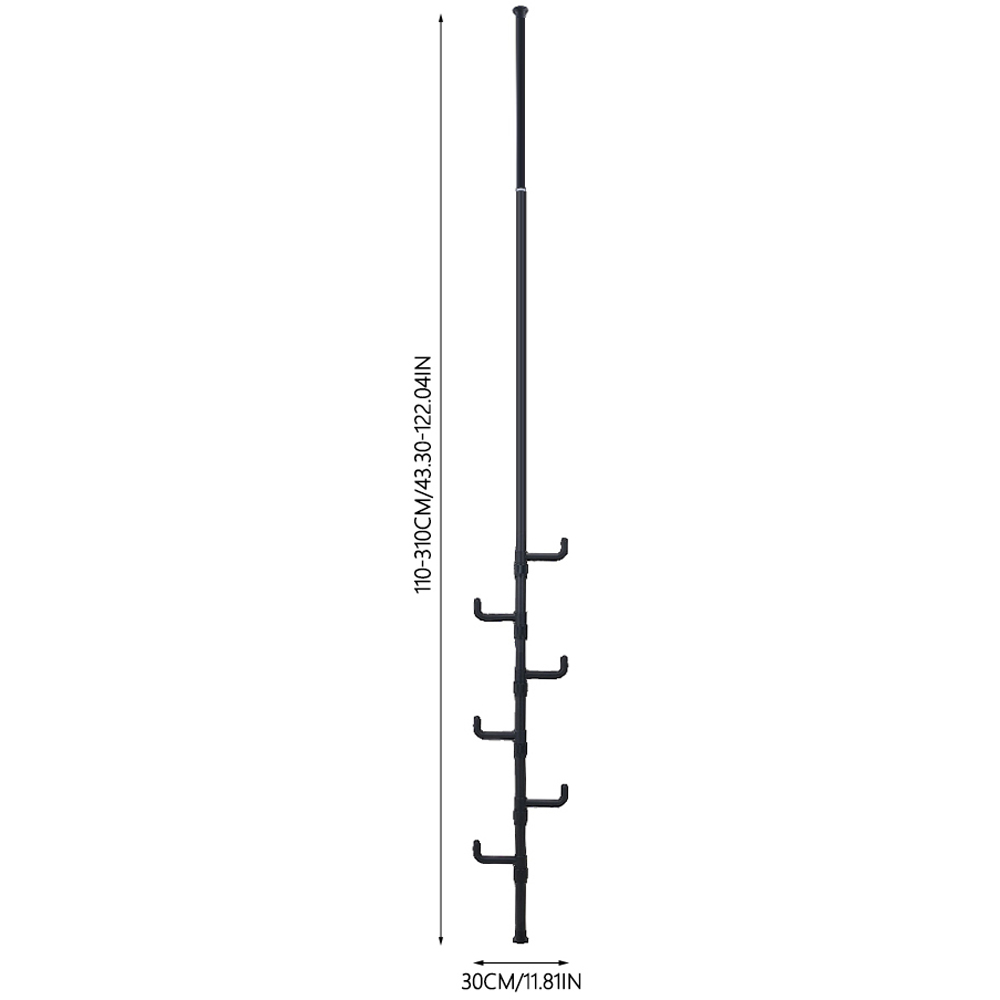 Living and Home Black Adjustable Floor-to-Ceiling Coat Stand with 6 Hooks Image 8