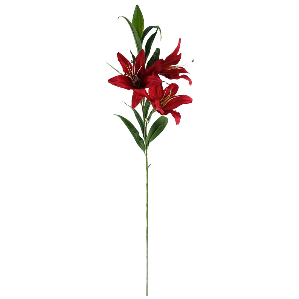 Leaf Red Large Lily Artificial Flower 100cm 6 Pack Image 2
