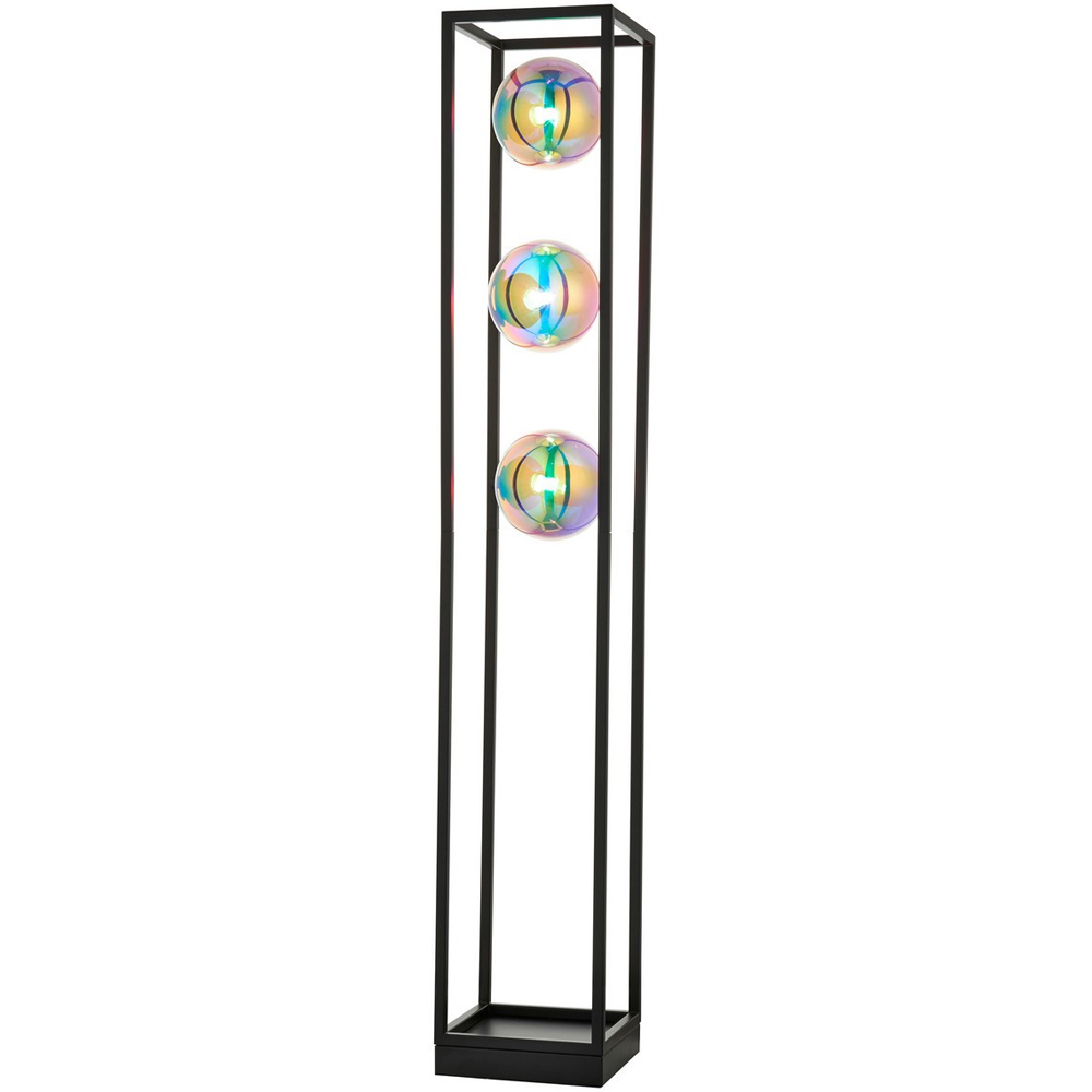 Merano Bologna 3 Light Iridescent Glass Matt Black Floor Lamp Image 1