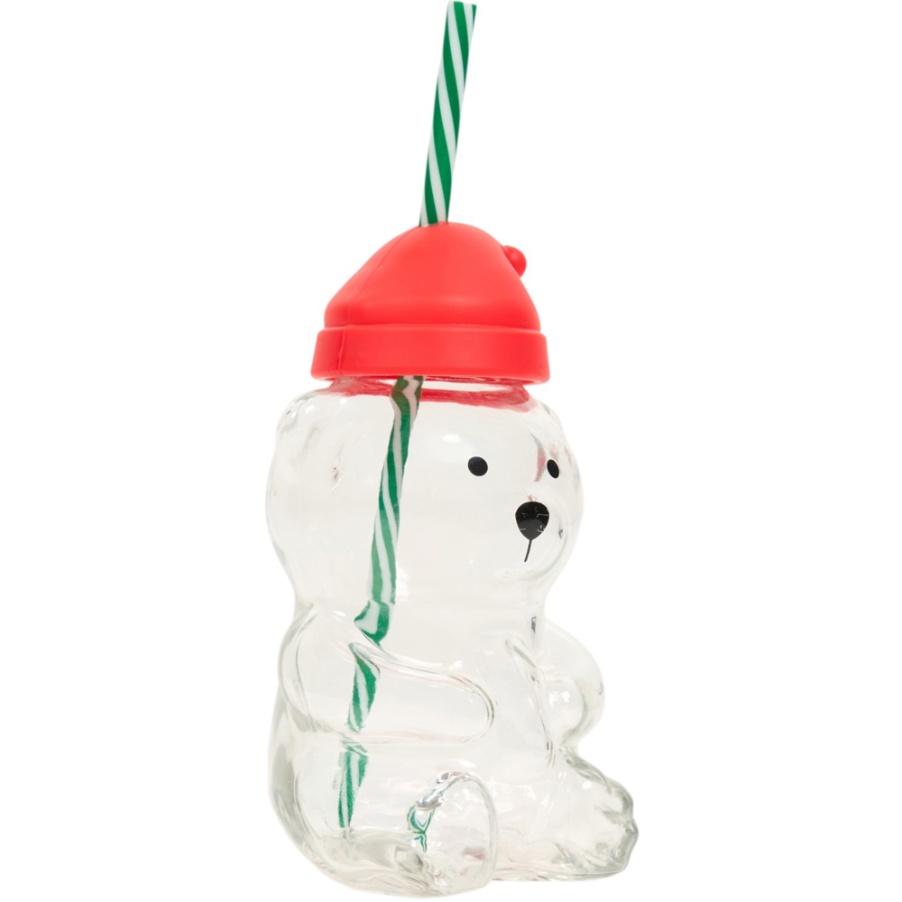 Bear Drinking Jar with Silicone Lid and Straw Image 3