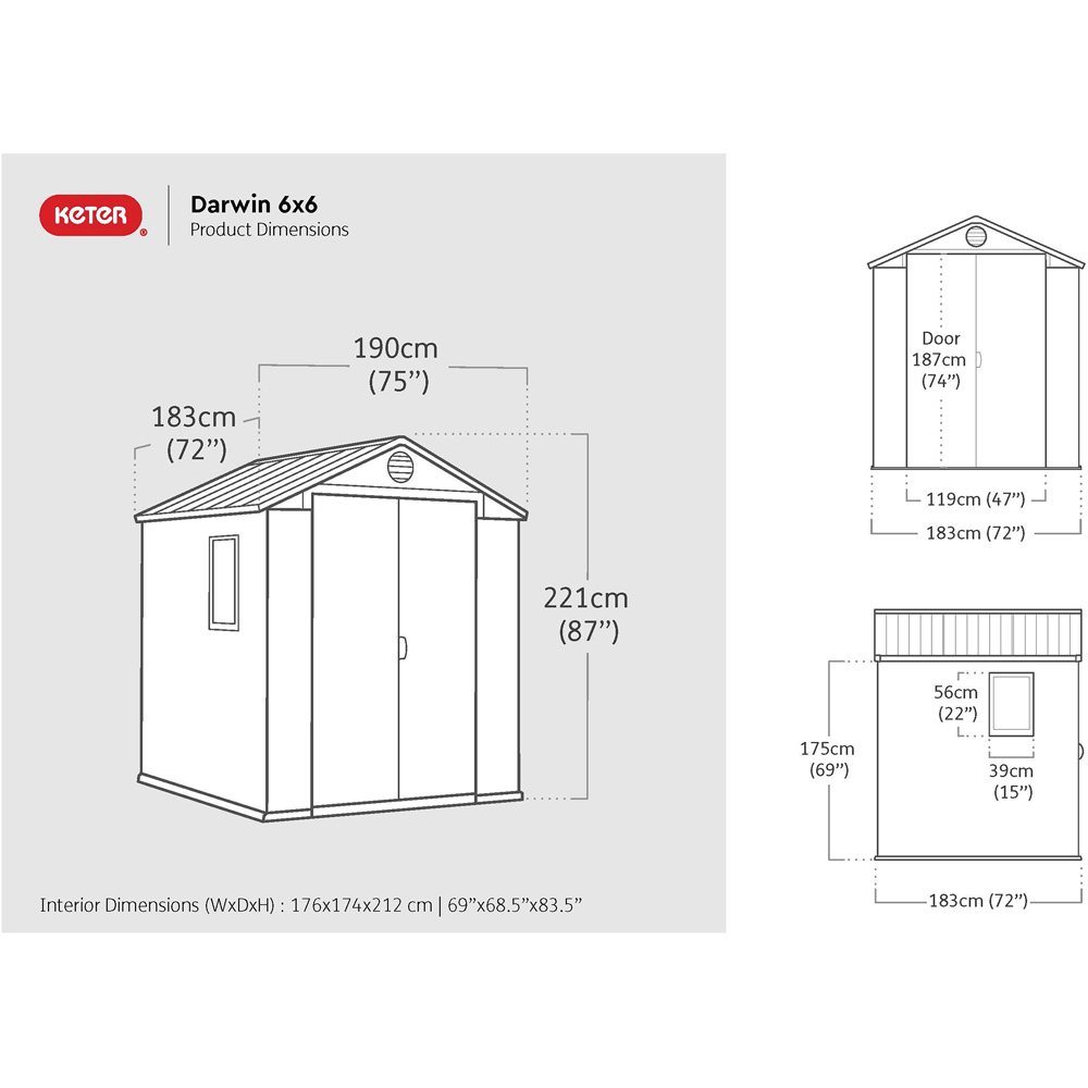 Keter Darwin 6 x 6ft Brown Outdoor Storage Shed Image 8