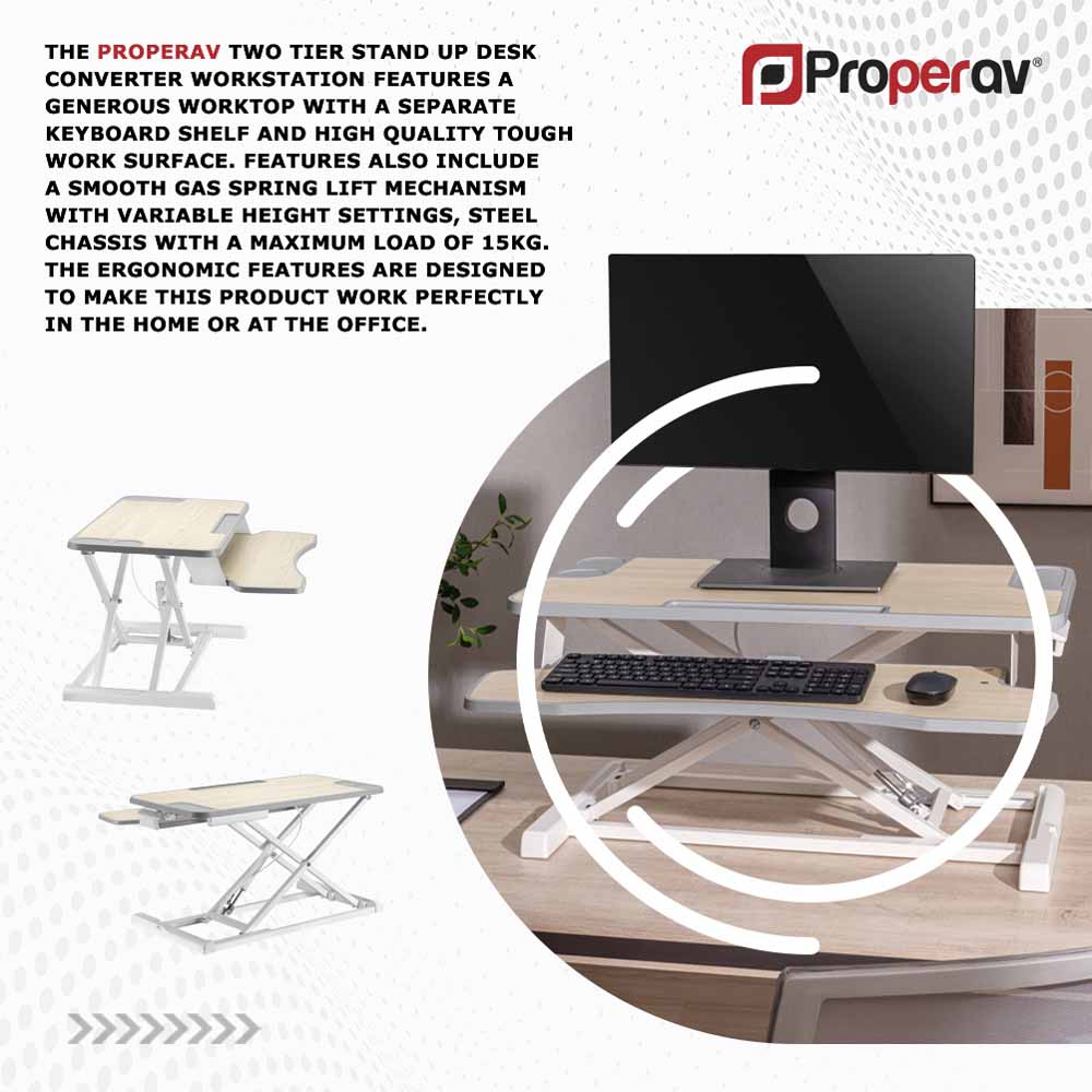 Properav 2 Tier White Stand Up Desk Image 6