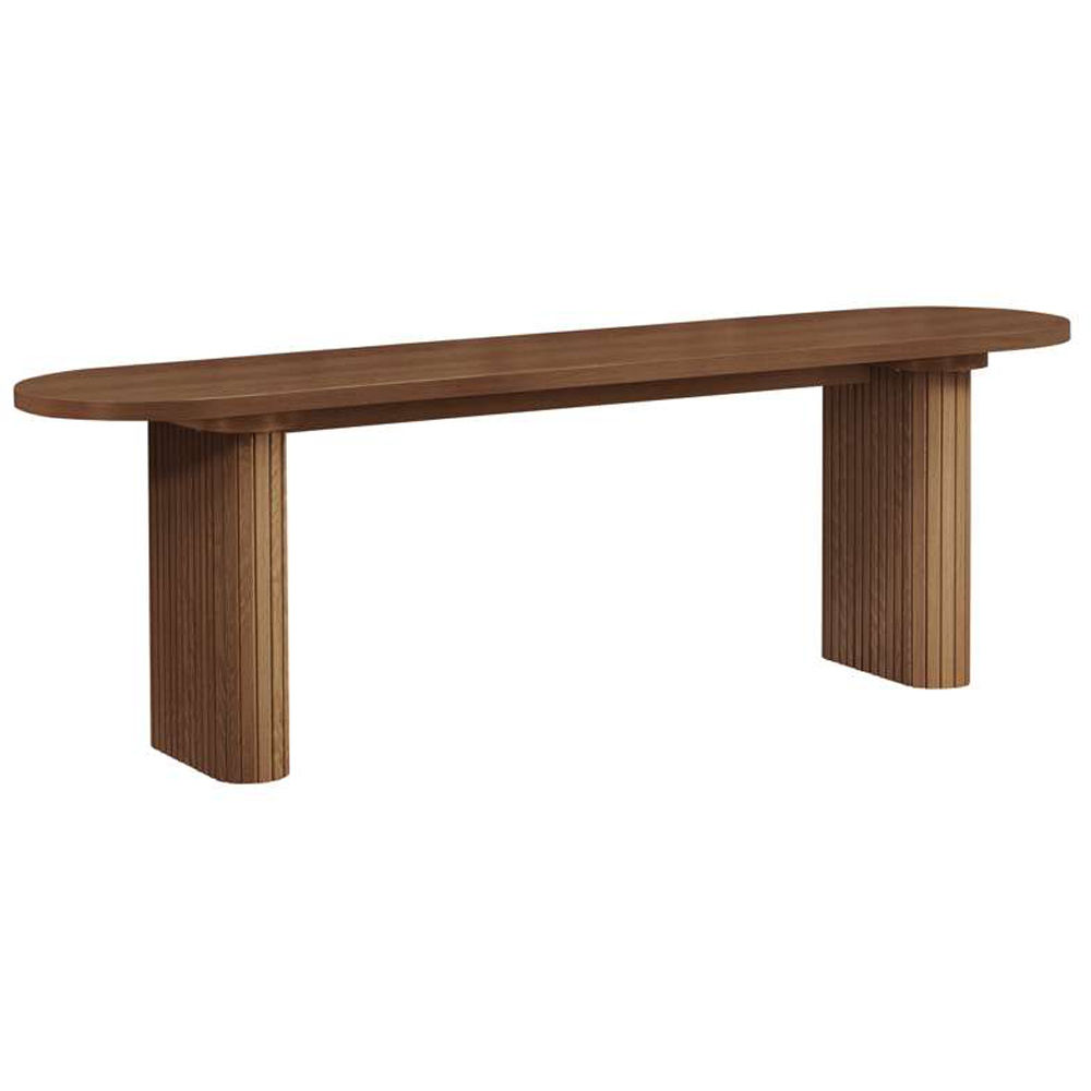 Birlea Axel 4 Seater Oval Fluted Dining Bench Set Walnut and Grey Image 4