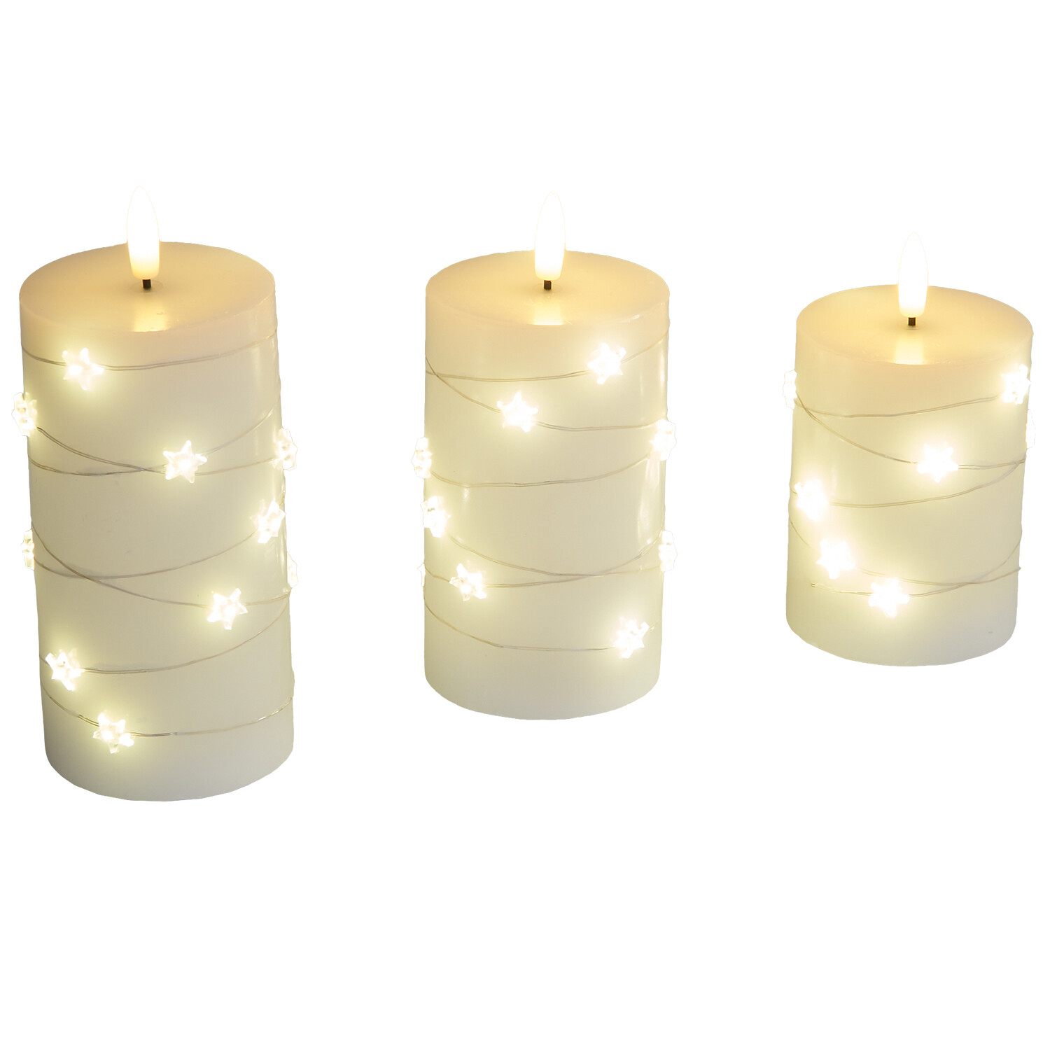 Pack of 3 Star LED Candles White Image 5