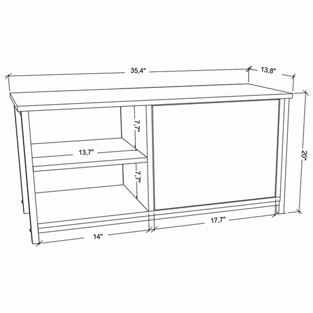 Decorotika Muskegon Single Door and 2 Open Shelf Gold and White TV Unit Image 7