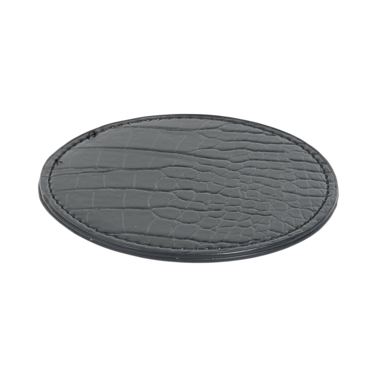 Set of 4 Faux Croc Leather Coasters Black Image 3