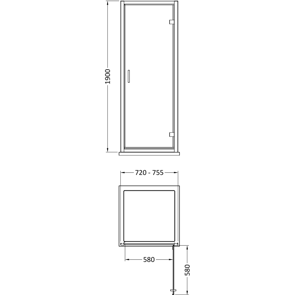 nuie Brushed Brass Hinged Shower Door 760mm Image 2