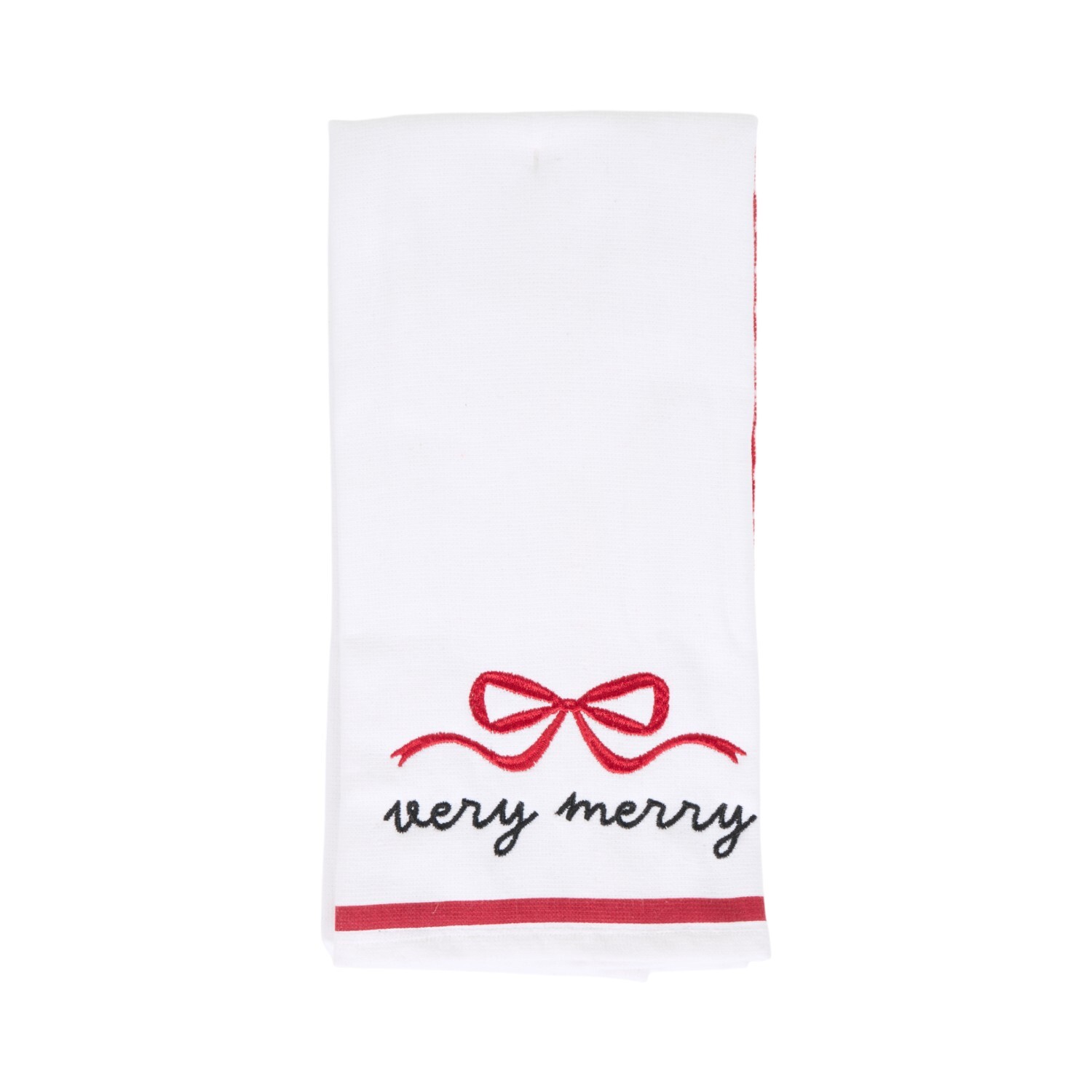 Pack of 2 Embroidered Bow Tea Towels Red Image 2