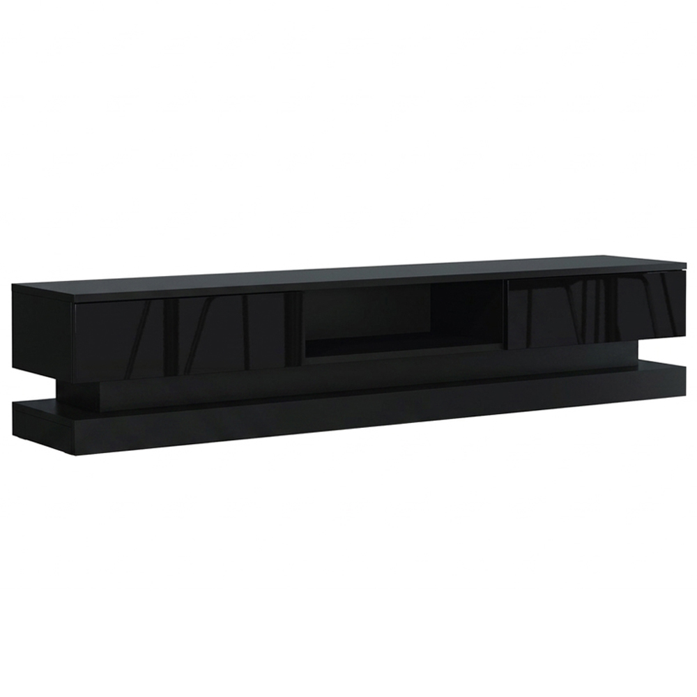 Creative Furniture Bloom Black and Black Gloss 2 Door Single Shelf TV Unit Image 2