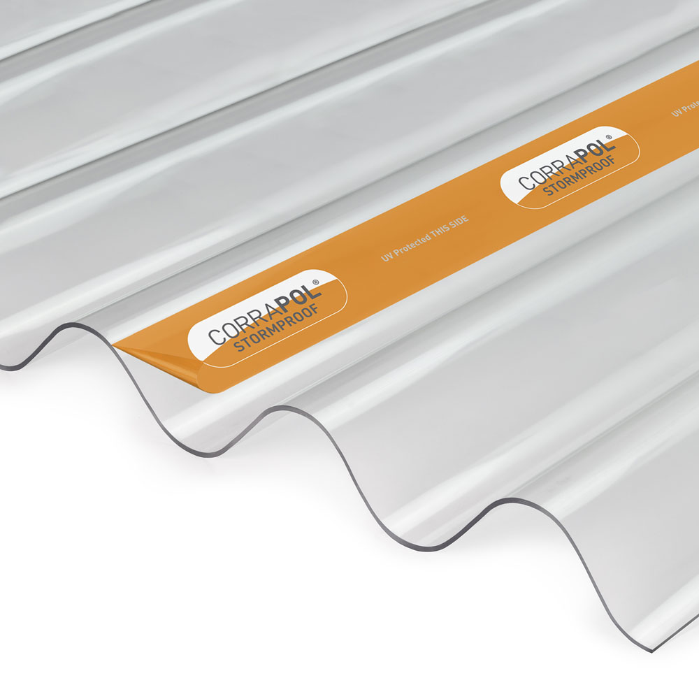 Corrapol Stormproof Corrugated Clear Roofing Sheet 950 x 2000mm Image 1