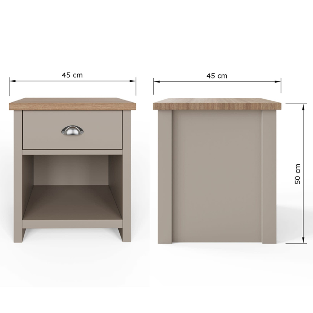 GFW Lancaster Single Drawer Single Shelf Grey Lamp Table Image 9