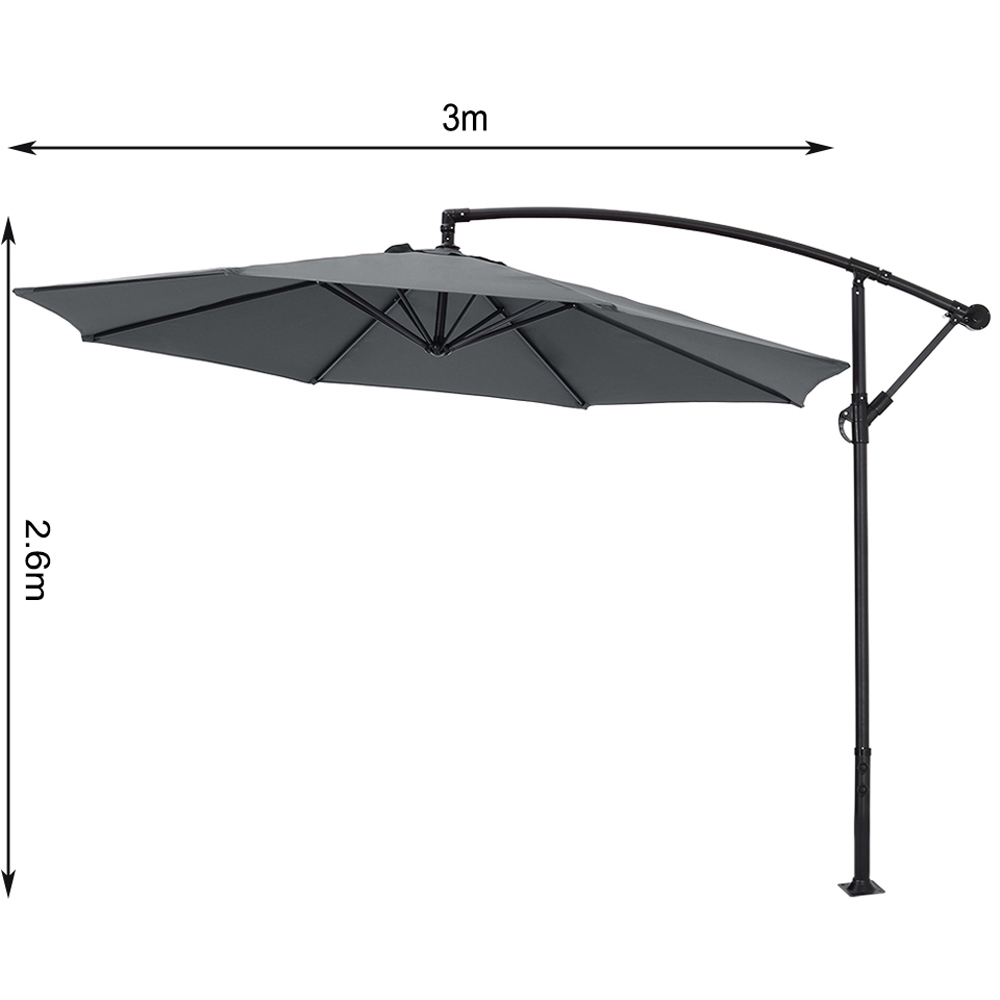Living and Home Dark Grey Cantilever Parasol with Square Base 3m Image 9