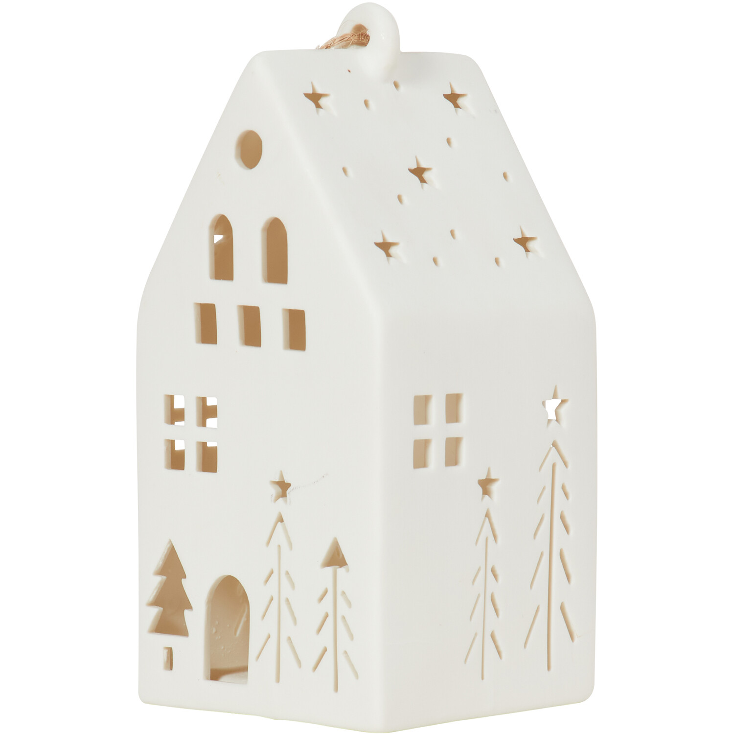 Ceramic LED Hanging House - White Image 2