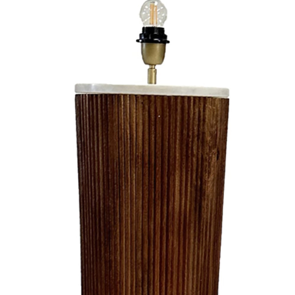 IH Design Brown Fluted Wooden Floor Lamp Base Image 3