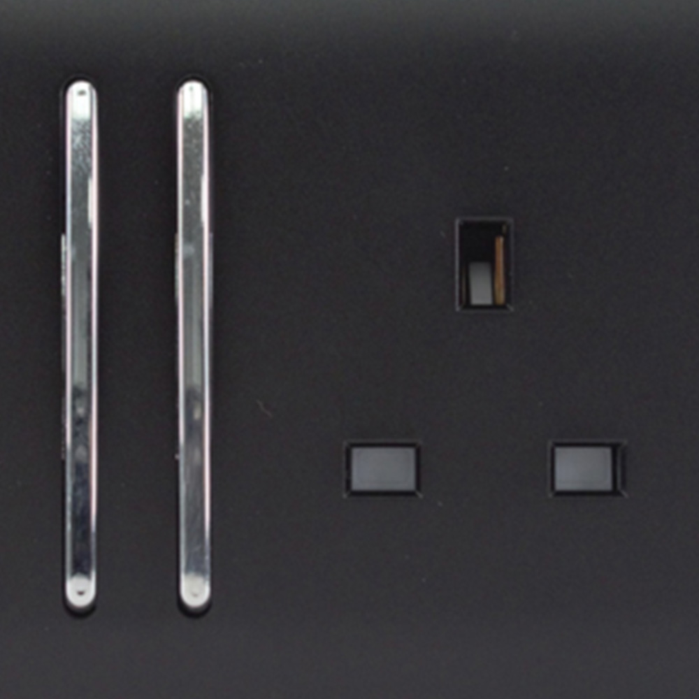 Trendi Switch 2 Gang Long Switch Matt Black Plug Socket 5 Pack Image 2