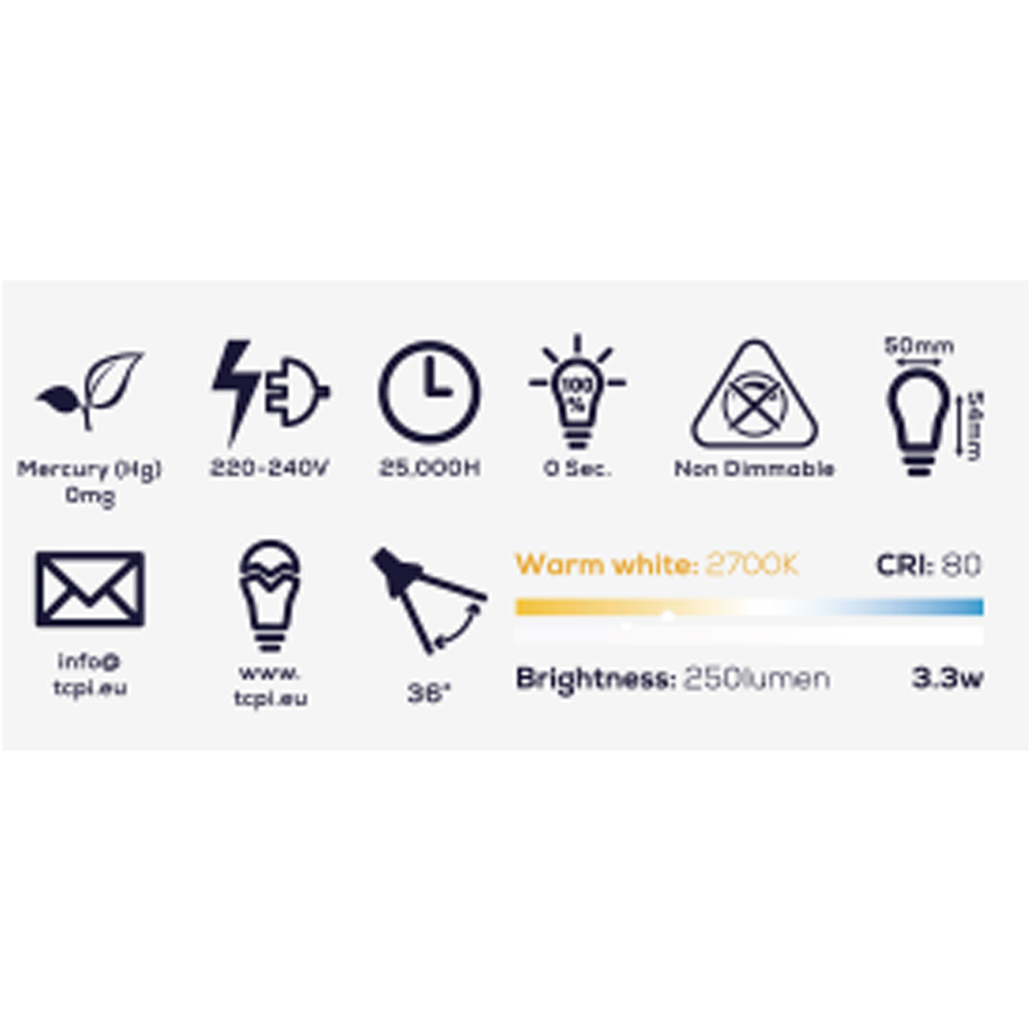 TCP LED GU10 250L Bulbs	 - Warm White Image 3