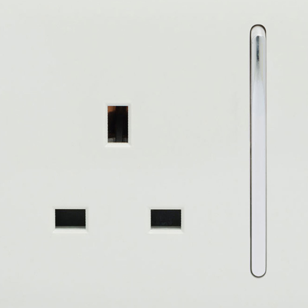 Trendi Switch 2 Gang 13amp Ice White Long Switched Plug Socket Image 2