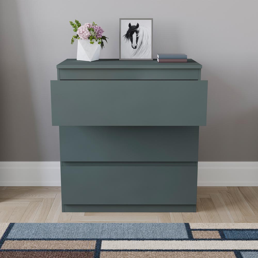 Vida Designs Denver Jasper Green 3 Drawer Bedside Table Image 5