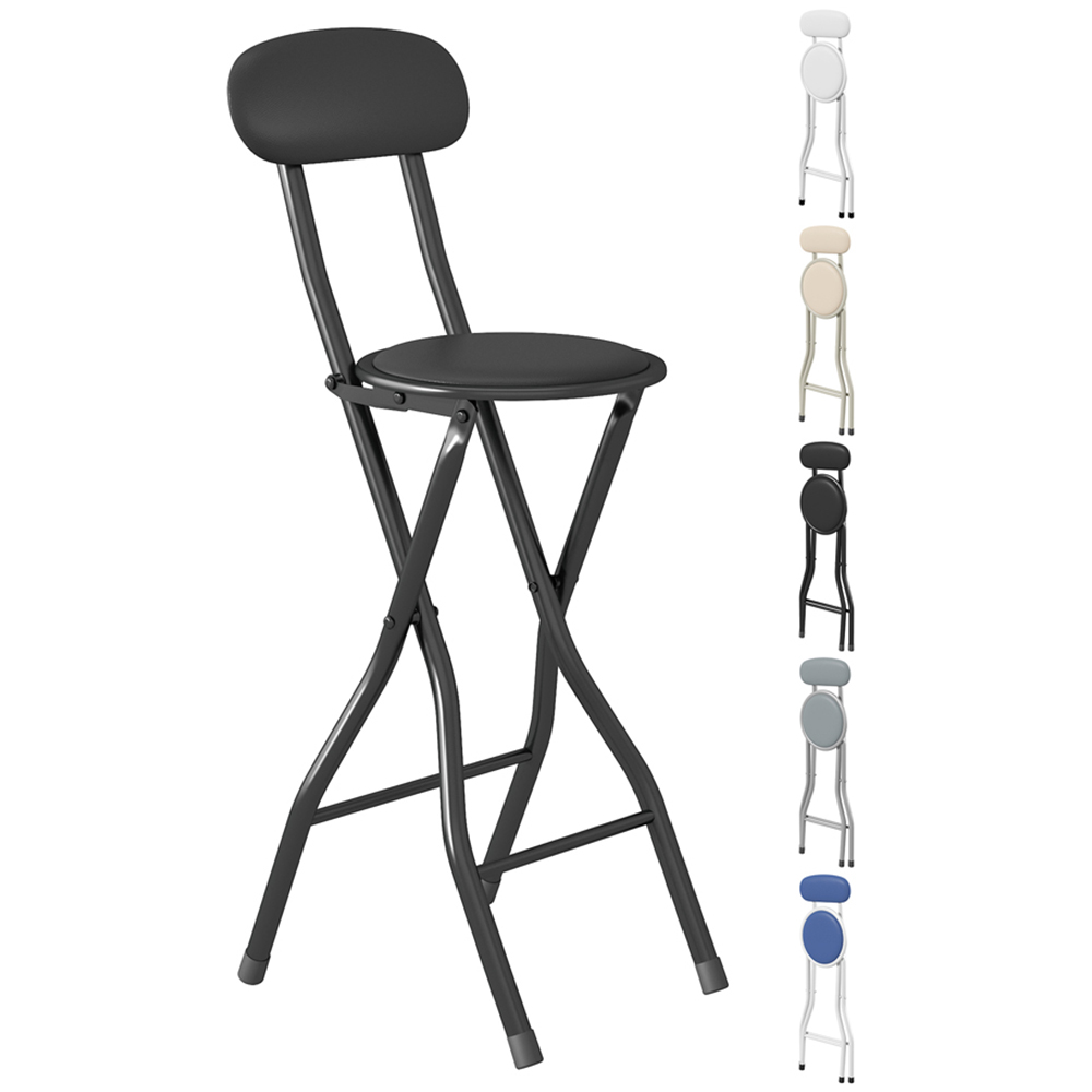 Black Padded Folding Bar Stool Image 2