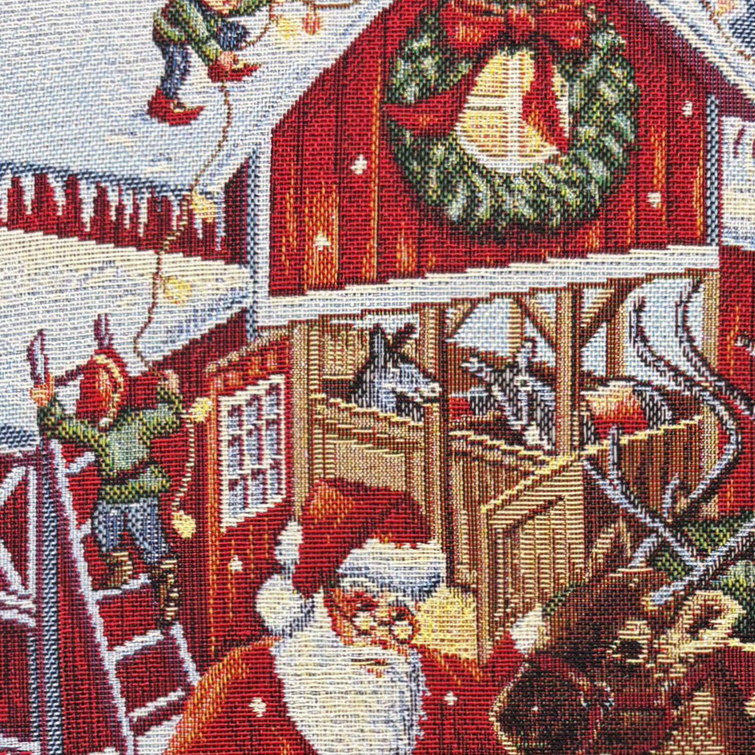 Christmas Scene Tapestry Cushion Red Image 3