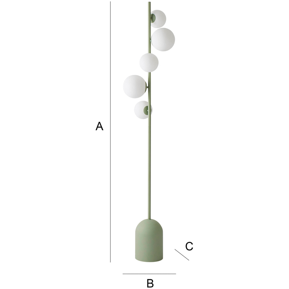 ValueLights Marlow 5 Way Sage Green Opaque Globe LED Floor Lamp Image 8