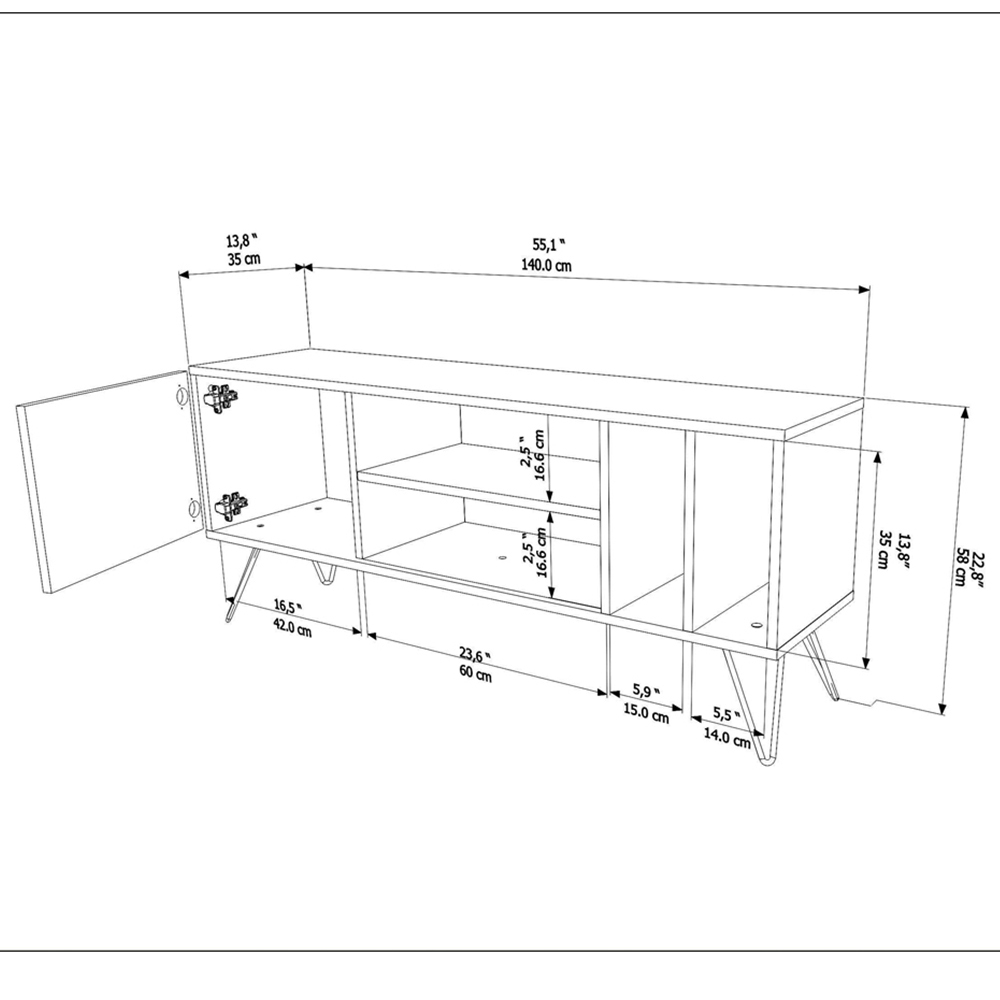 Decorotika Mistico Walnut and White TV Unit Image 8