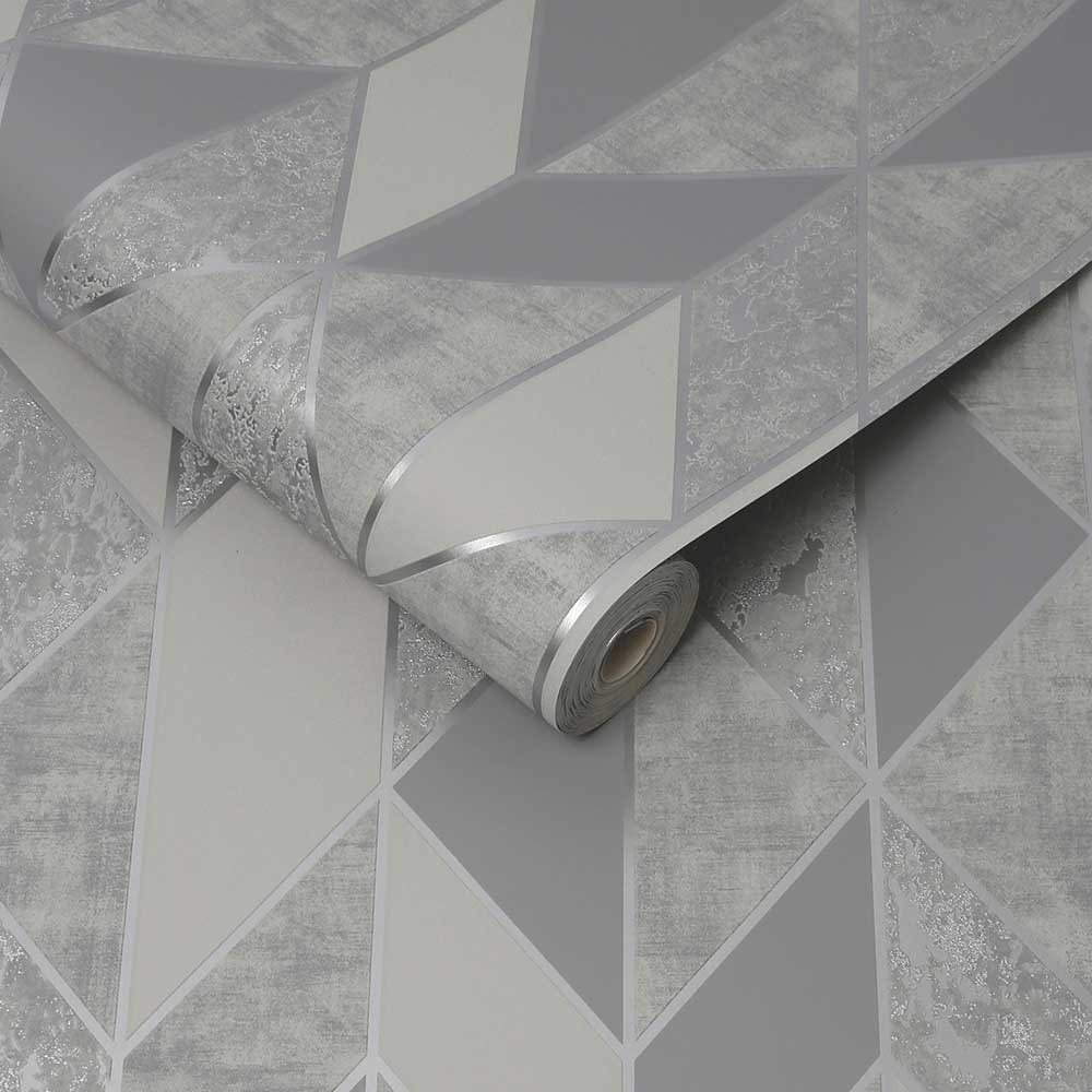 Superfresco Milan Geo Silver Wallpaper Image 2