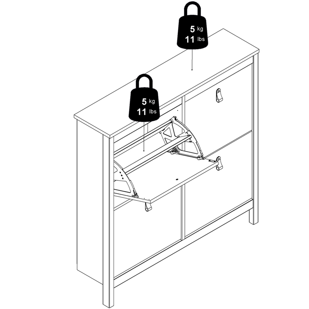 Florence Barcelona 4 Flip Down Doors Matt Black Shoe Cabinet Image 9