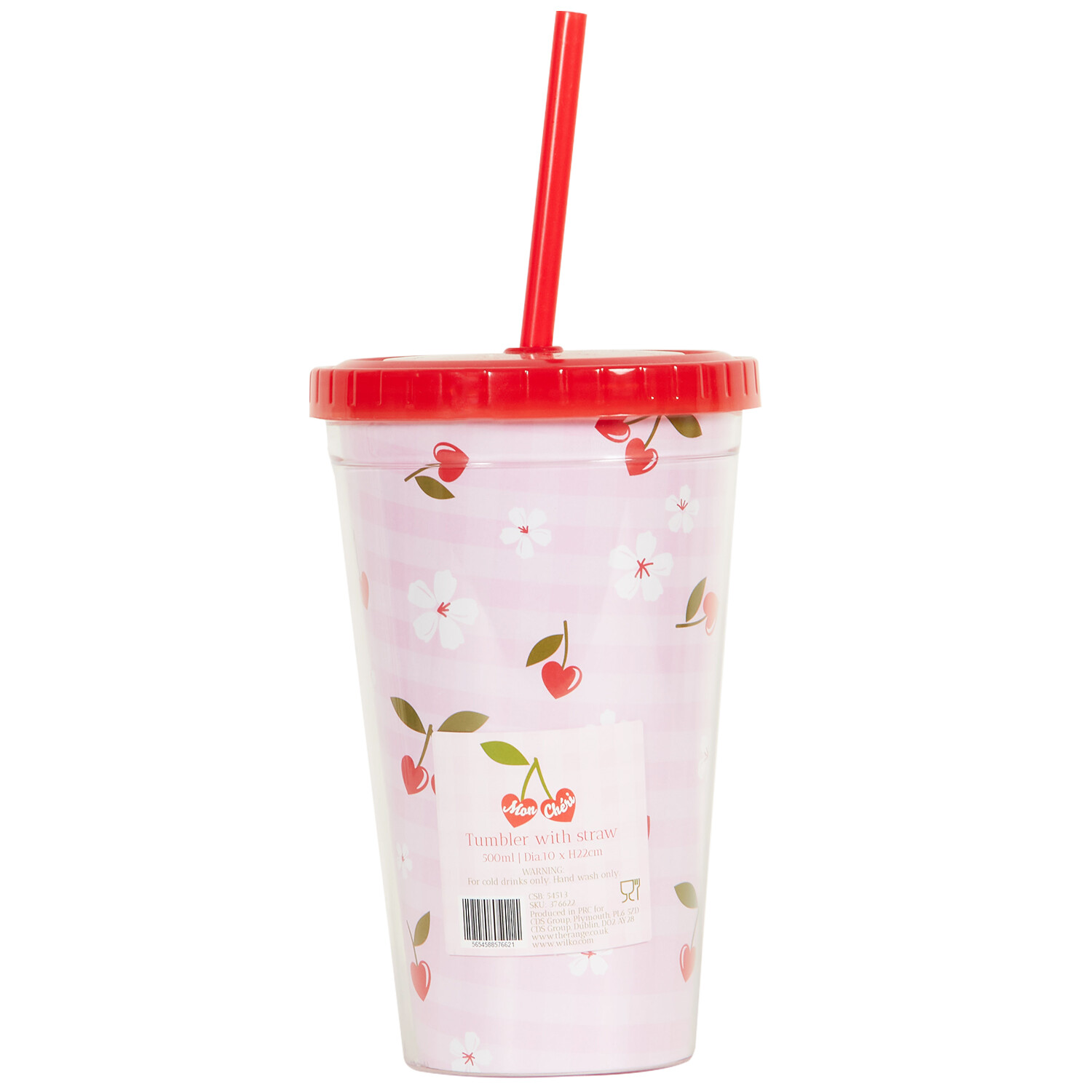 Mon Cheri Tumbler with Straw - Pink and Red Image 2