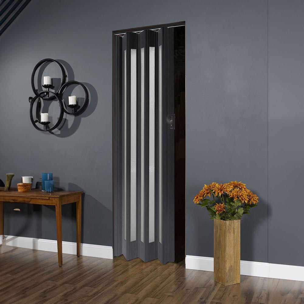 Living and Home Accordion Black PVC and Acrylic Folding Door 87 x 203cm Image 2
