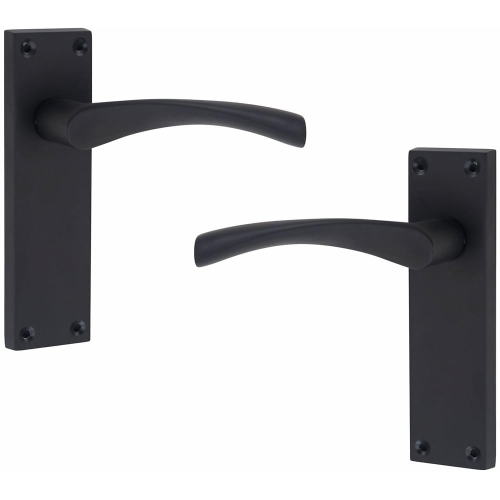 Golden Grace Matt Black Victorian Scroll Astrid Latch Door Handle Set 6 Pack Image 3