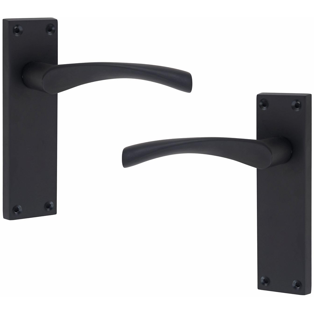 Golden Grace Matt Black Victorian Scroll Astrid Latch Door Handle Set 4 Pack Image 3