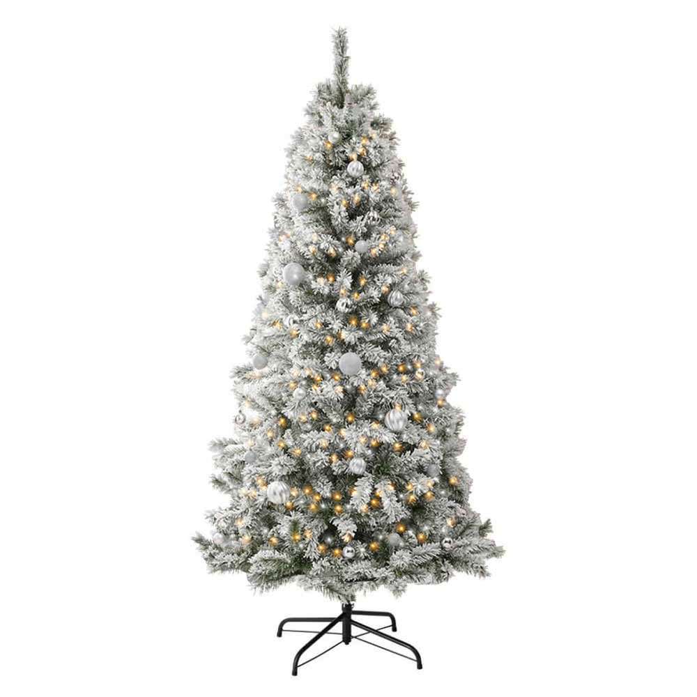 Wilko Flocked Fir Christmas Tree Green 7ft Image 3