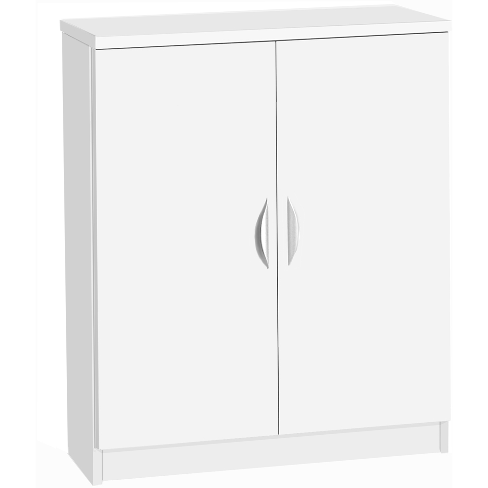 R White Cabinets 2 Door White Mid Height Cupboard Image 2