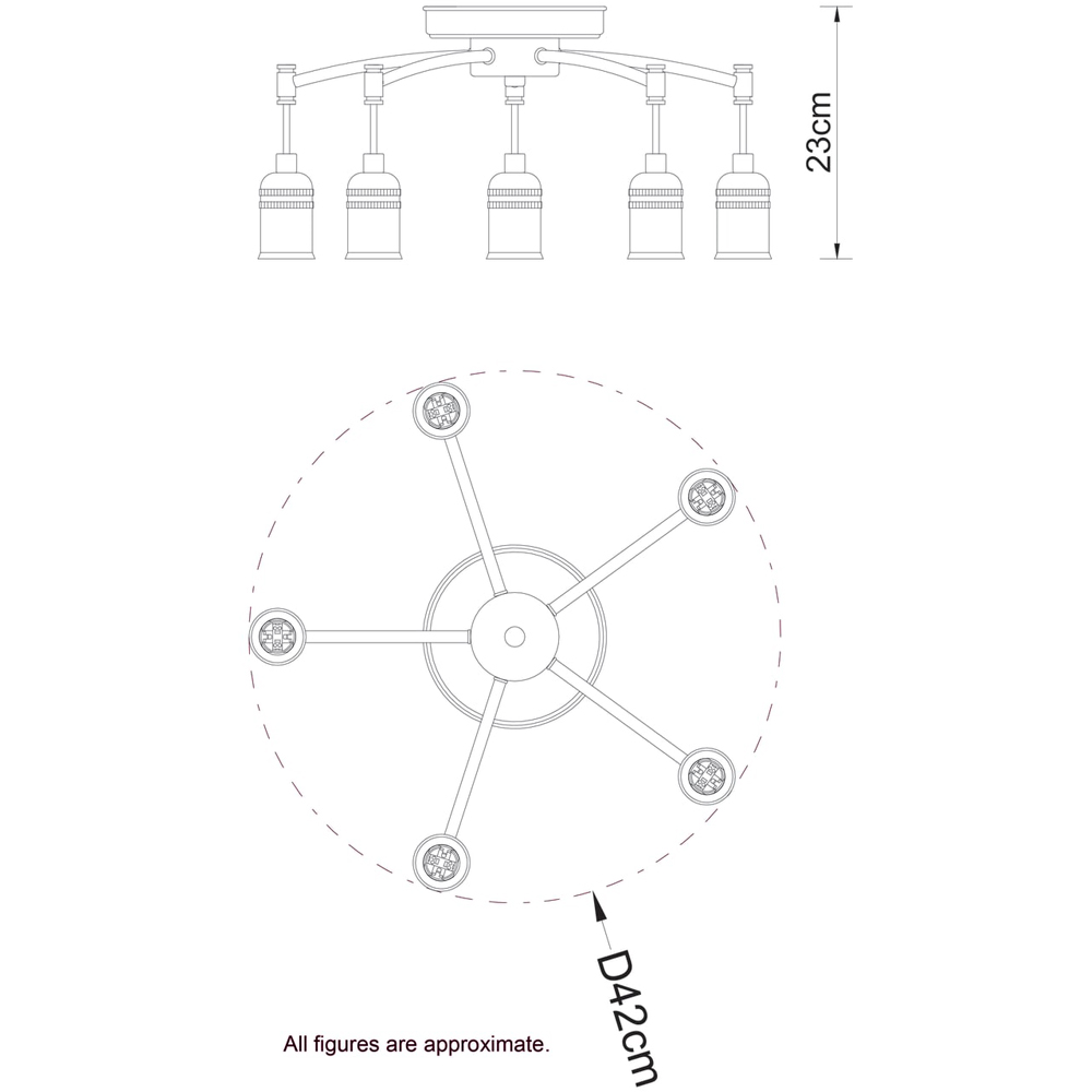Cosylyte Linton 5 Light Industrial Matt Antique Brass Ceiling Light Image 7