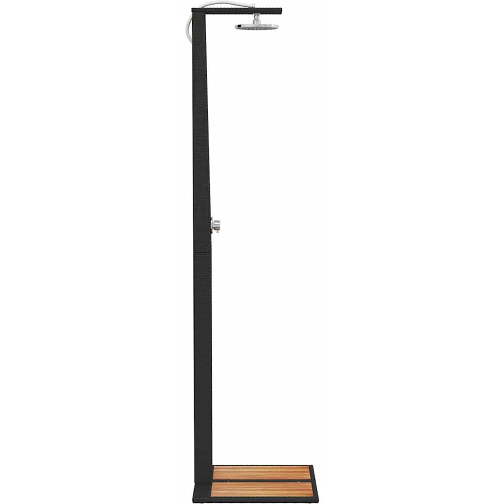 Wallplus Black Poly Rattan and Acacia Wood Outdoor Shower with PVC Hose and Alloy Handle 224cm Image 3