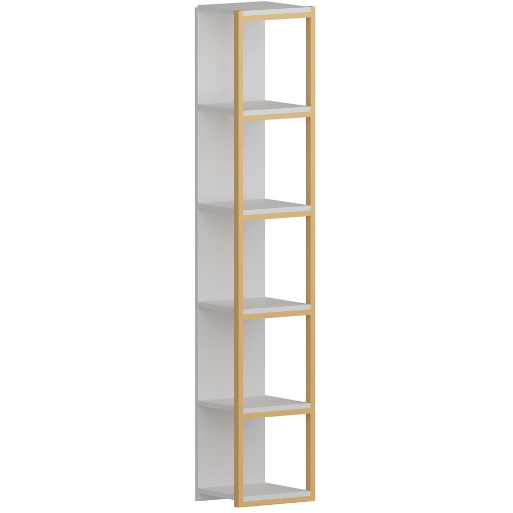 Decorotika Texas 5 Shelf Gold and White Bookshelf Image 2