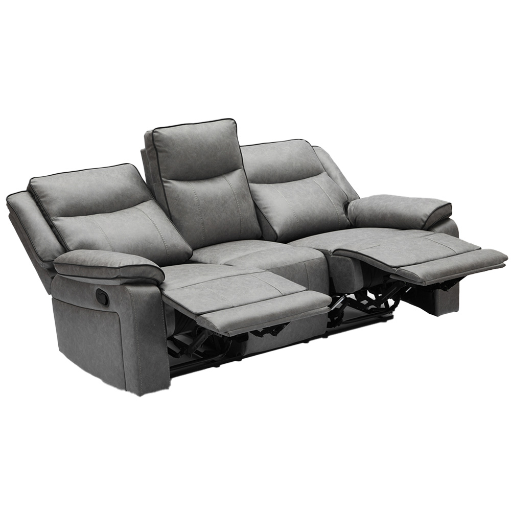 Furniture One 3 Seater Grey Manual Recliner Sofa Image 3