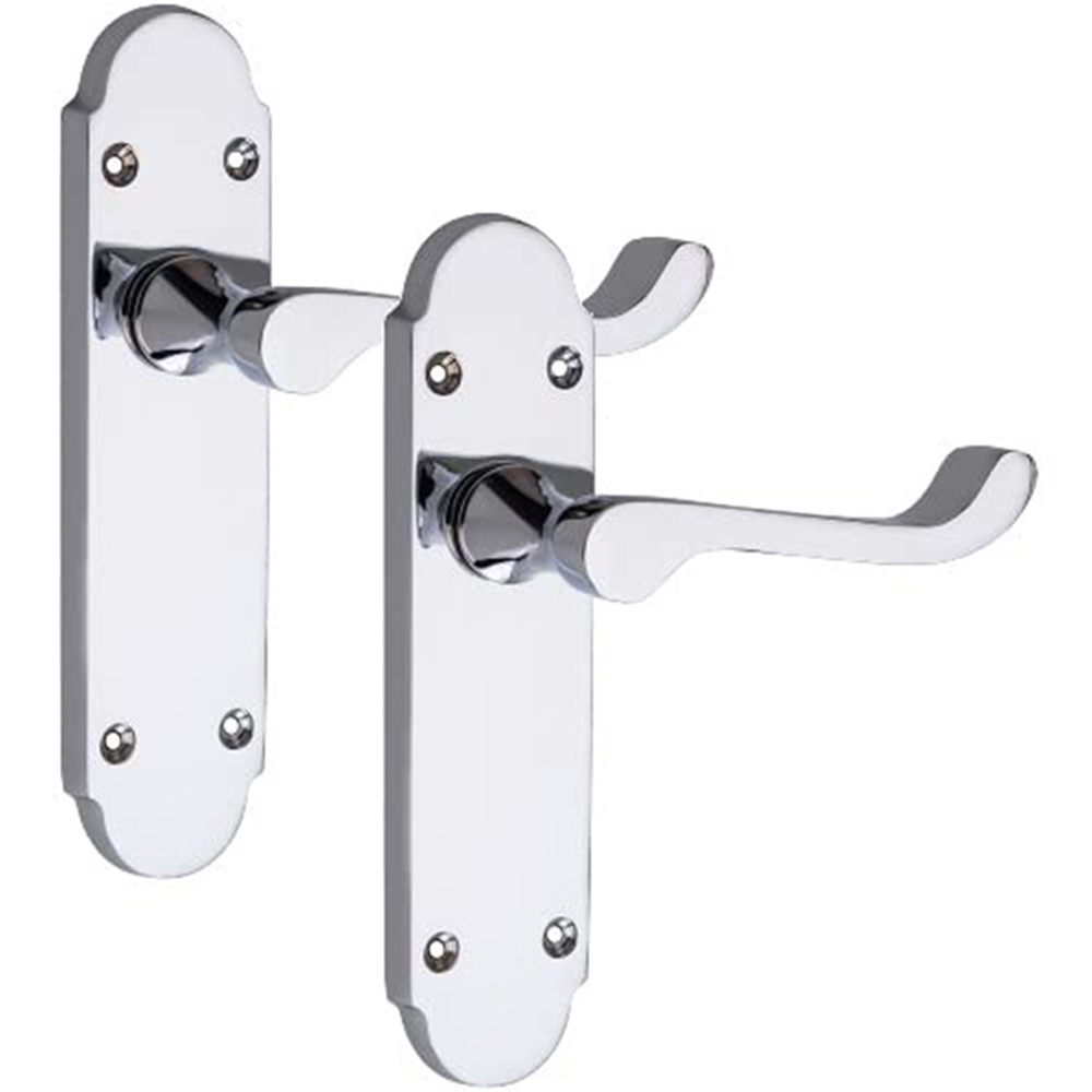 Golden Grace Polished Chrome Victorian Epsom Scroll Latch Door Handle Pair 168 x 40mm 6 Pack Image 3