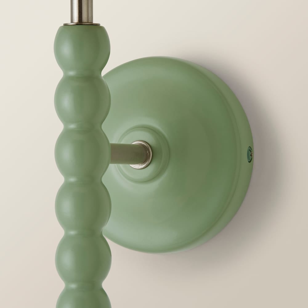 ValueLights Scallop Shade Sage Green Bobbin LED Wall Light with Bulb Image 5